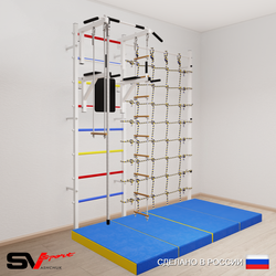 Шведская стенка Sv Sport 57740 (Турник стандарт/Брусья/Канат/Лестница/Трапеция/Мат 2м/Канатный лаз)