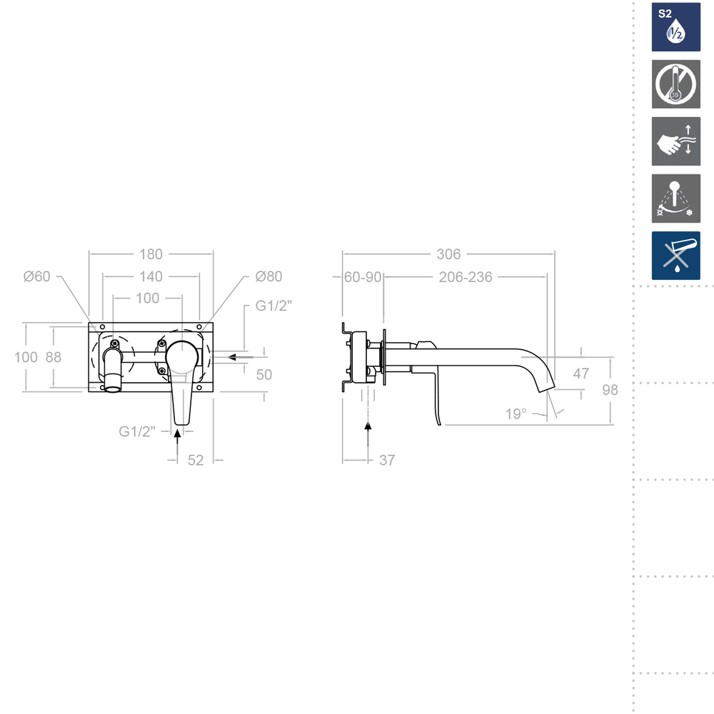 Встраиваемый смеситель для раковины YPSILON PLUS 642103