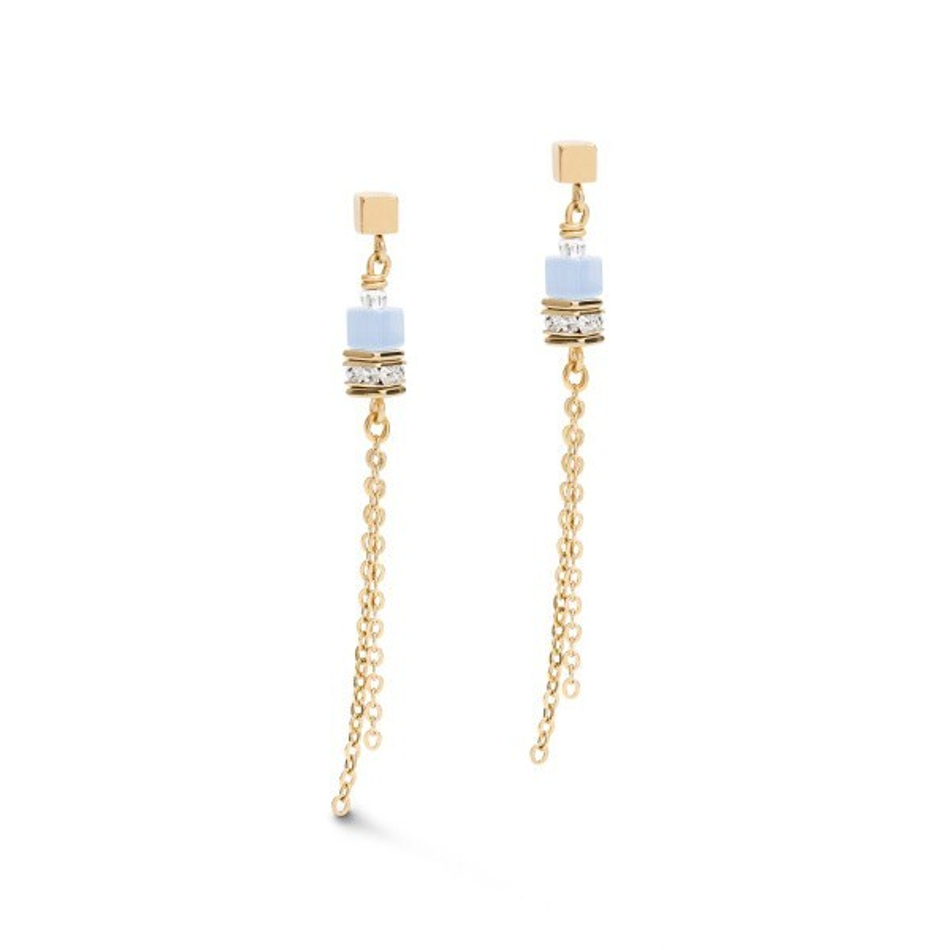 Длинные Серьги Coeur de Lion Gold-Blue 5064/21-0716 цвет голубой, золотой
