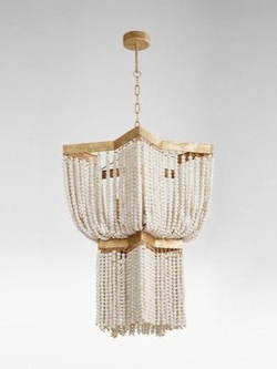 Люстра подвесная из деревянных бусинок