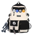 NIGEER Large Capacity Nylon Backpack Regular Unisex Black/Black & White/Gray & Blue