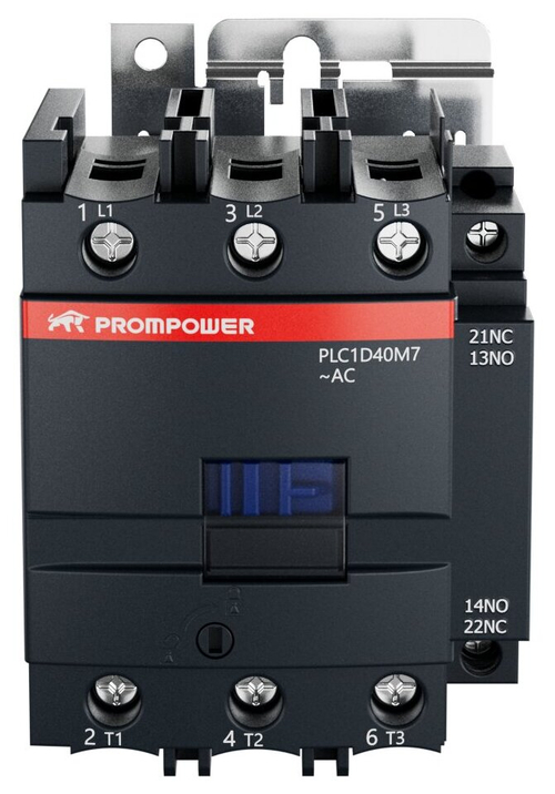 Контактор Prompower PLC1D40M7 серии Pulse, ток 40А, 3 полюса, доп контакт 1НО+1НЗ, катушка 230AC