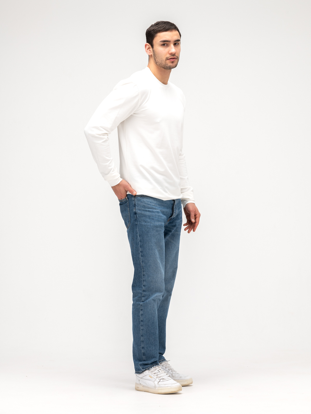 Лонгслив мужской хлопковый. Белый