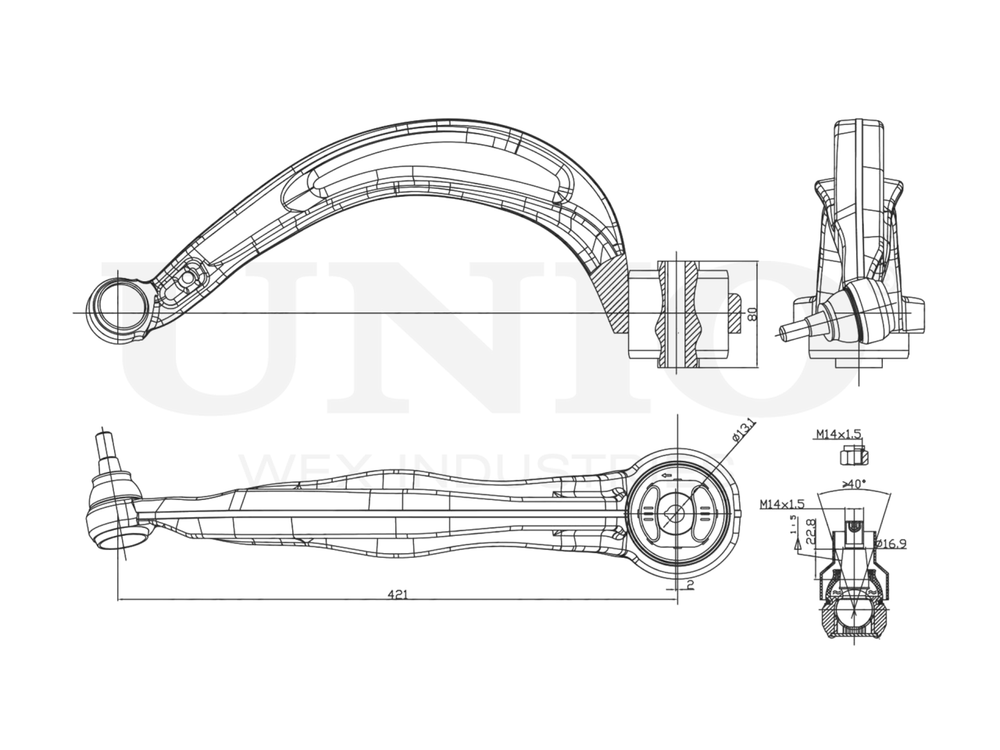 Рычаг подвески поперечный передний нижний левый UNIO SSP-40126