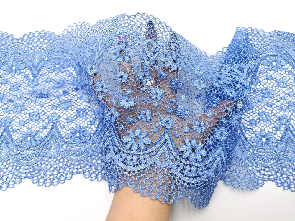 Эластичное кружево, 21,5 см, голубое (Арт: EK-2707), м