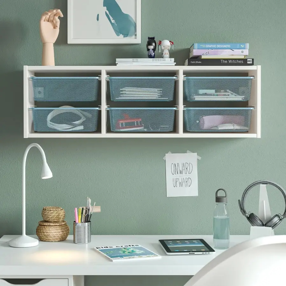 Стеллаж настенный - IKEA TROFAST, 99х21х30 см, белый/серо-голубой, ТРУФАСТ ИКЕА