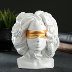 Кашпо - органайзер "Горгона Медуза" (Белая с золотом), 13х15х11см 7501895