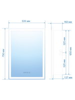 Зеркало-шкаф с подсветкой Эльба, 50x75 см (сенсорный выключатель, часы, правый, белый корпус)