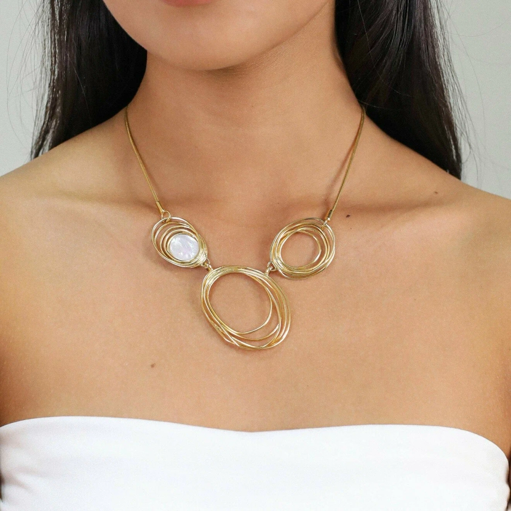 Колье ORI TAO, Typhoon, с перламутром, OT24.1-15-31650 (золотистый)