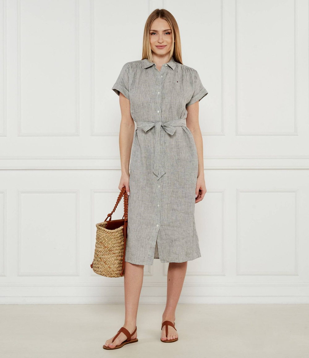 Льняное платье с ремешком Tommy Hilfiger - черный(WW0WW44653)