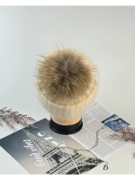 шапка ангора с меховым помпоном зимняя пушистая стильная