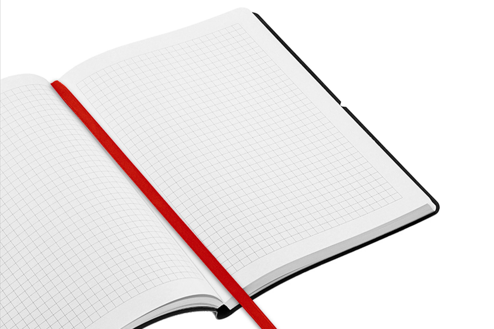 НОВИНКА! Блокнот "Floral" в клетку А5 128 листов, гибкая обложка из бархатистой экокожи нубук  (цвет черный) с тиснением рисунка красной матовой фольгой