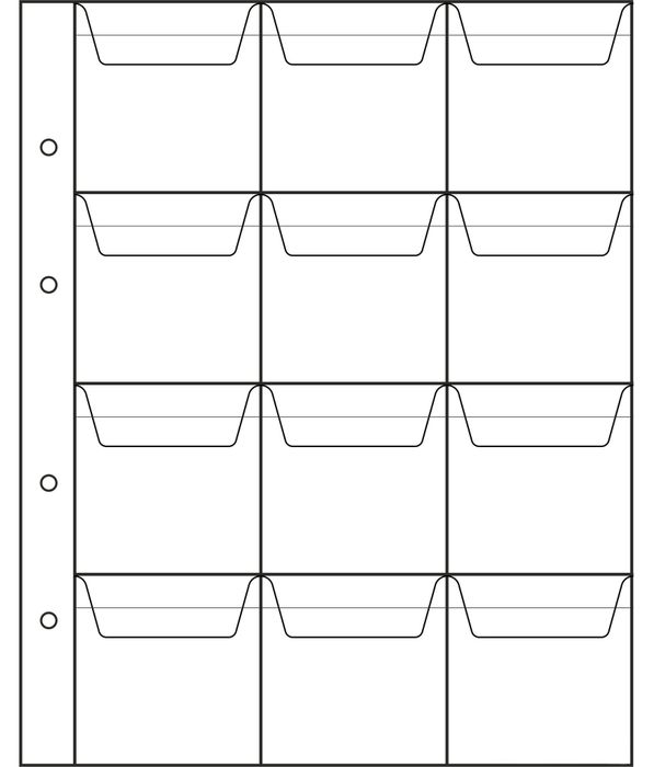 Лист для хранения монет на 12 ячеек (формат Optima) (200х250 мм)