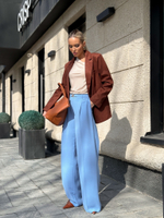 Брюки-трубы со стрелками и поясом