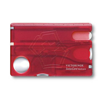 Швейцарская карта Victorinox SwissCard Nailcare (0.7240.T) красный полупрозрачный коробка подарочная