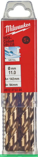 Сверло по металлу Milwaukee HSS-Co 11.0мм 5шт (4932373356)