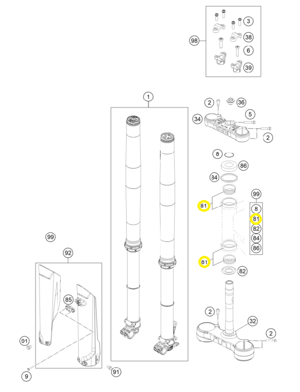 Подшипник рулевой колонки KTM, HQV, GASGAS 125-450cc