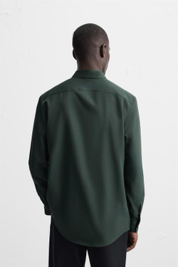ZARA РУБАШКА ИЗ ЭЛАСТИЧНОЙ ТКАНИ, ЗЕЛЕНЫЙ