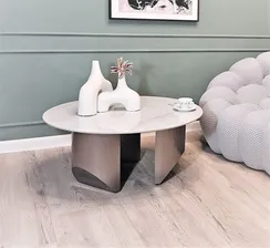 Журнальный столик Mush, Ø90х38 см, белый керамогранит