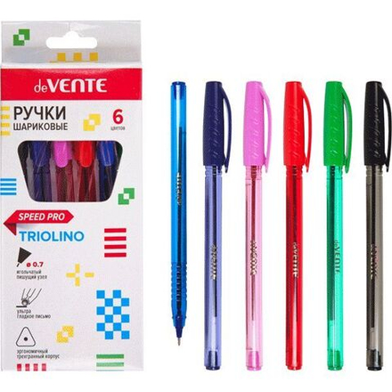 Набор ручек шар. deVENTE.Triolino Translucent". 6цв, 0,7мм, полупрозр.корпус в карт.коробке