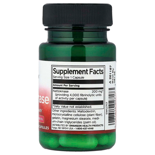 Swanson, Наттокиназа, 200 мг, 30 капсул
