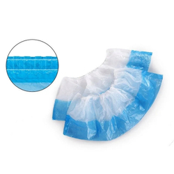 Бахилы Мега прочные бело-голубые с двойным дном (с 2-ой резинкой) в евроблоках (2000 шт.), 80 мкр