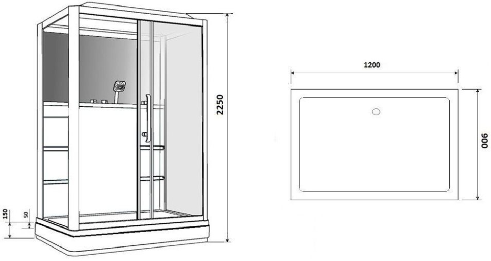 Душевая кабина Grossman Alba GR227L (90x120x225) дверь раздвижная,3 места