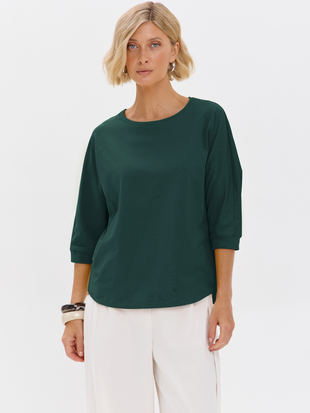 Свободная футболка летучая мышь с рукавом 3/4