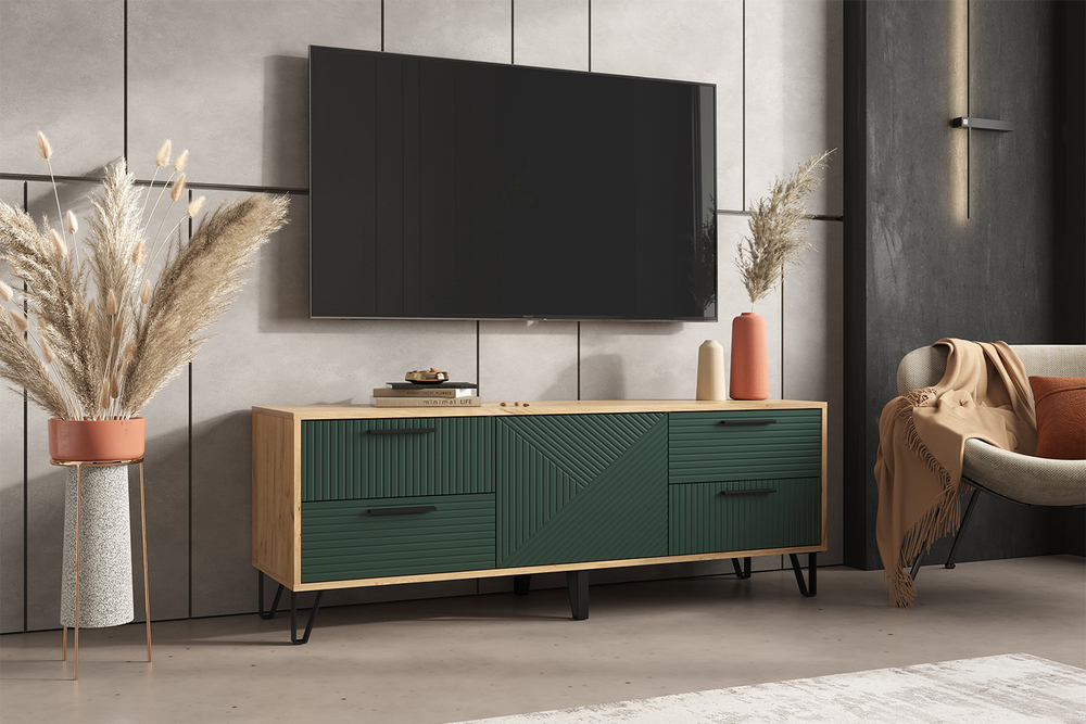 Тумба ТВ Флэш, Браш Мени Грин, Дуб Крафт