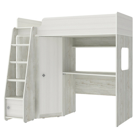 Кровать-чердак КарИВи Л-В603.1 75х190 Винтерберг Белое Дерево