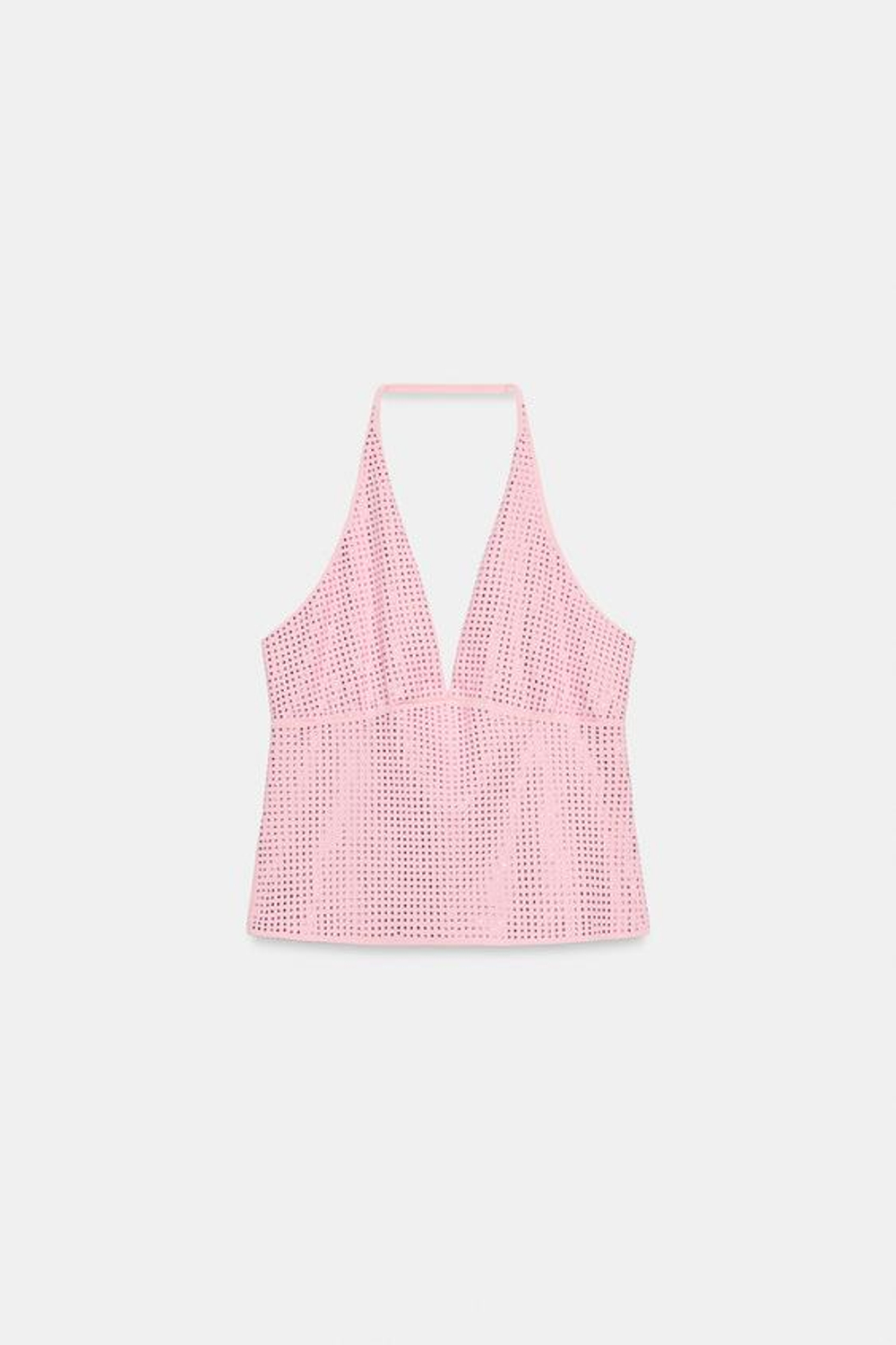 ZARA БЛЕСТЯЩИЙ ТОП С ГОРЛОВИНОЙ ХАЛТЕР, МЯГКИЙ РОЗОВЫЙ