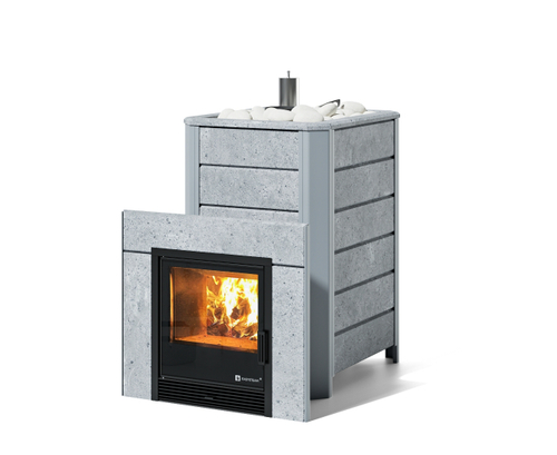 Печь Ялта 35/2024 в облицовке из камня Талькохлорит 430 нерж