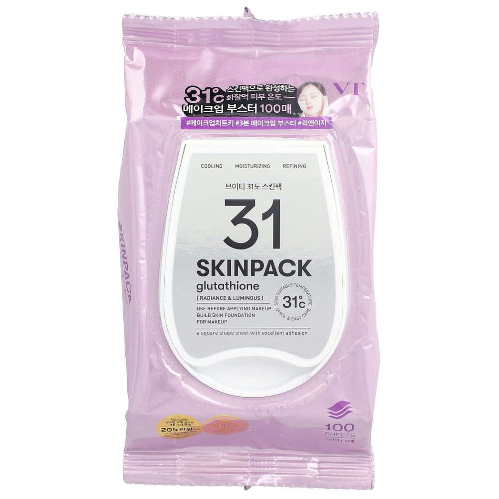 VT Cosmetics, 31 маска для лица, глутатион, 100 шт.