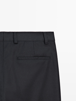 Massimo Dutti Фланелевые брюки с вытачками, темно-синий