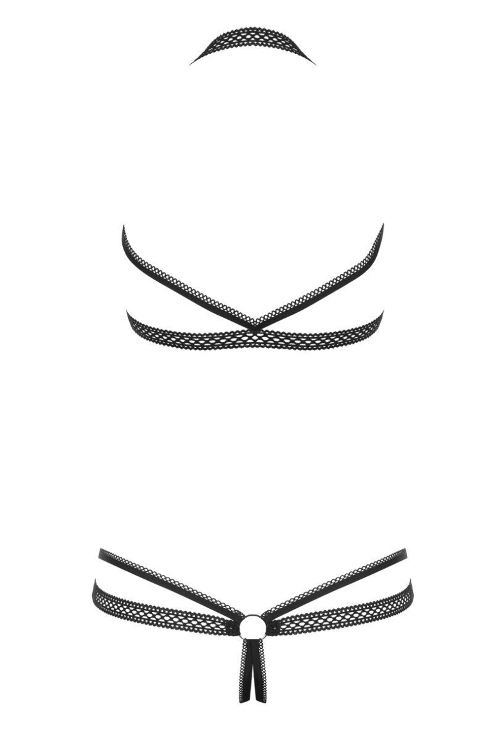 Соблазнительное боди Darkie с колечками (Размер: S-M) (Цвет: черный)