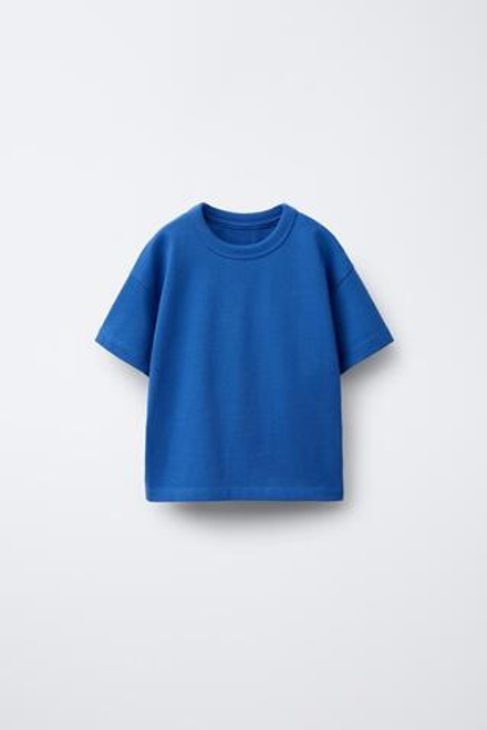 ZARA БАЗОВАЯ ФУТБОЛКА HEAVY WEIGHT, ЯРКО-СИНИЙ