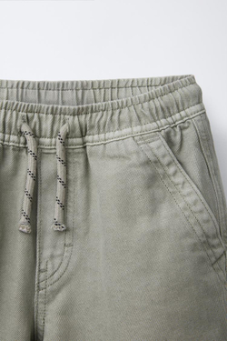 ZARA ШОРТЫ LOOSE-FITTING ИЗ ТВИЛА, ЗЕЛЕНОВАТЫЙ