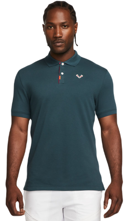 Мужское теннисное поло Nike Rafa Slim Polo - deep jungle/fireberry/fireberry