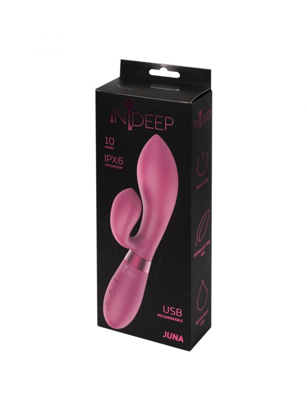 Малиновый вибратор-кролик Indeep Juna - 21,5 см.