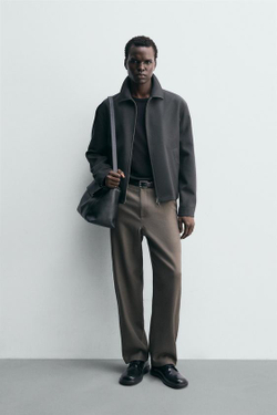 ZARA ПРЯМЫЕ БРЮКИ ИЗ 100% ШЕРСТИ, ЗЕЛЕНЫЙ