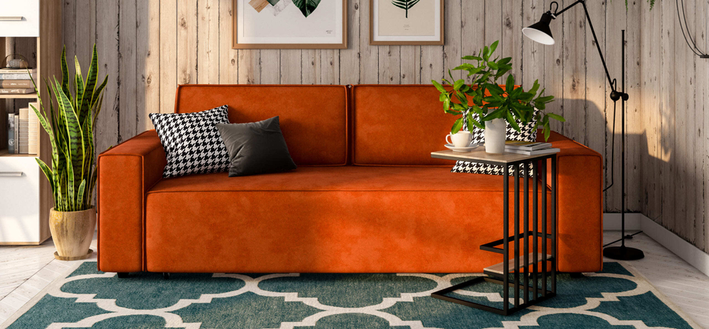 Диван Норд Велюр Алькантара оранж
