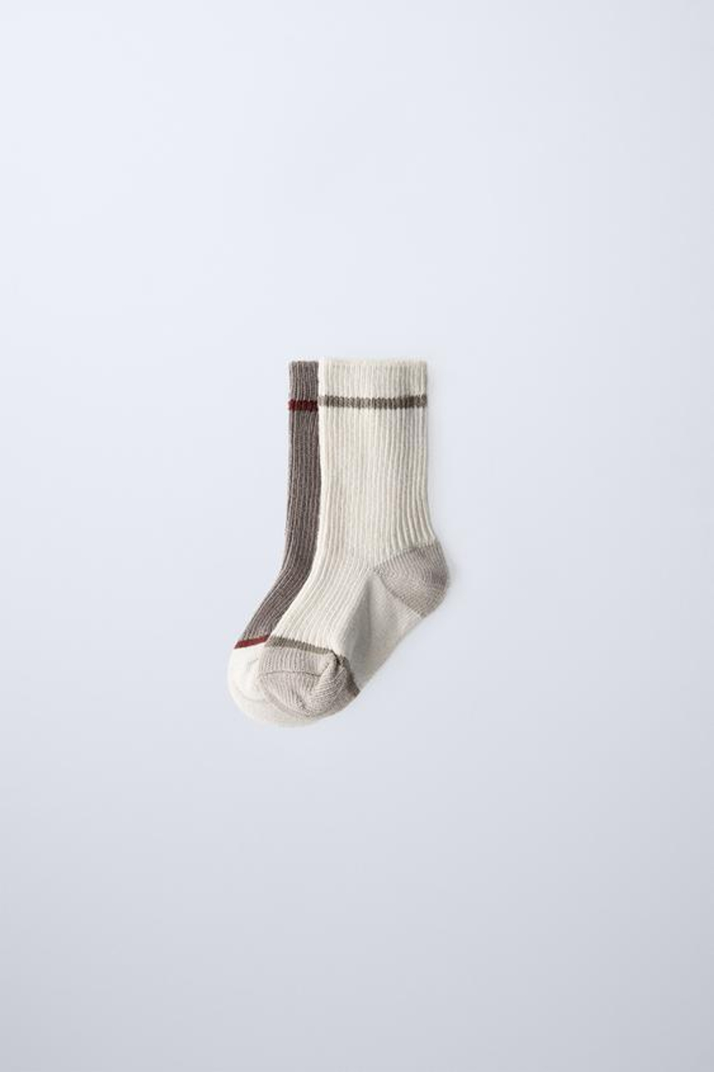 ZARA НАБОР ИЗ ДВУХ ПАР КОМБИНИРОВАННЫХ НОСКОВ, ПЕСОЧНЫЙ