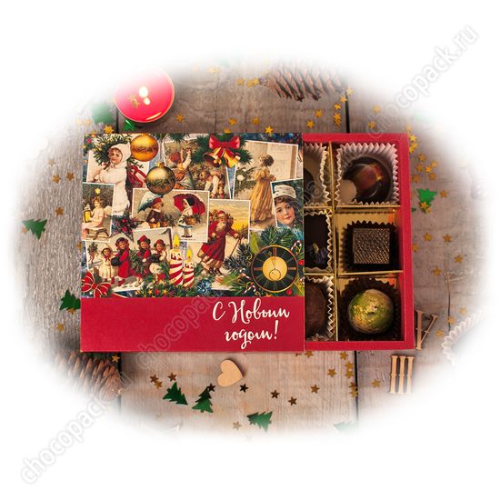 Упаковка для 9 шоколадных конфет. НГ