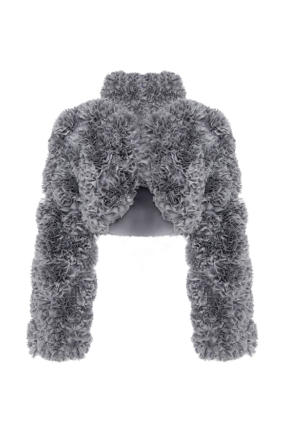 Укороченный жакет из шифона с оборками