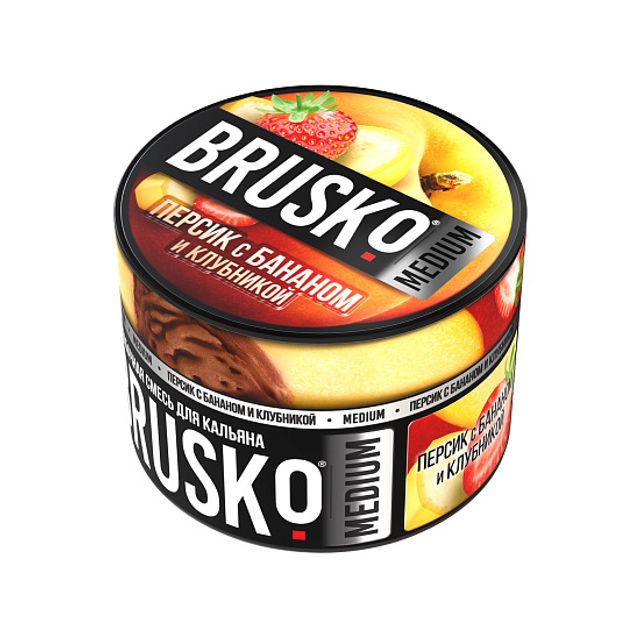 Бестабачная смесь Brusko Medium - Персик с Бананом и Клубникой 50 г