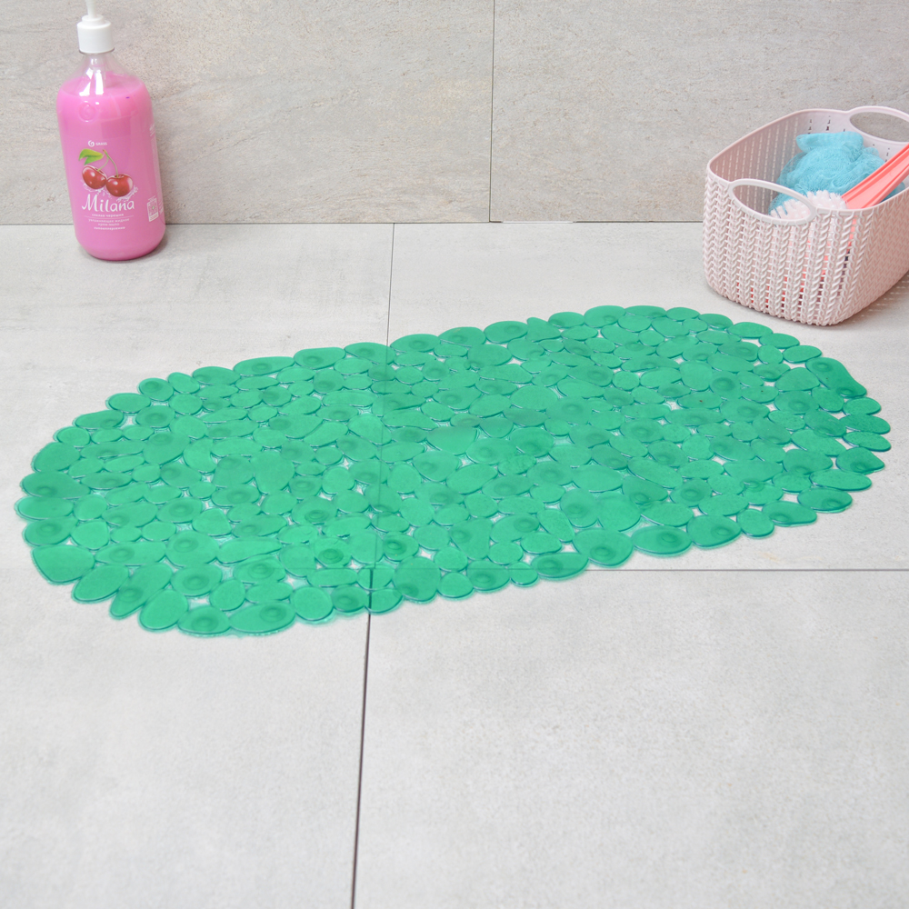 Коврик для ванной Галька 67*36см (бирюзовый)