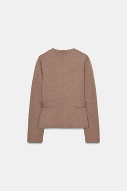 ZARA ТОП ИЗ САРЖИ С ПУГОВИЦАМИ, СВЕТЛО-КОРИЧНЕВЫЙ