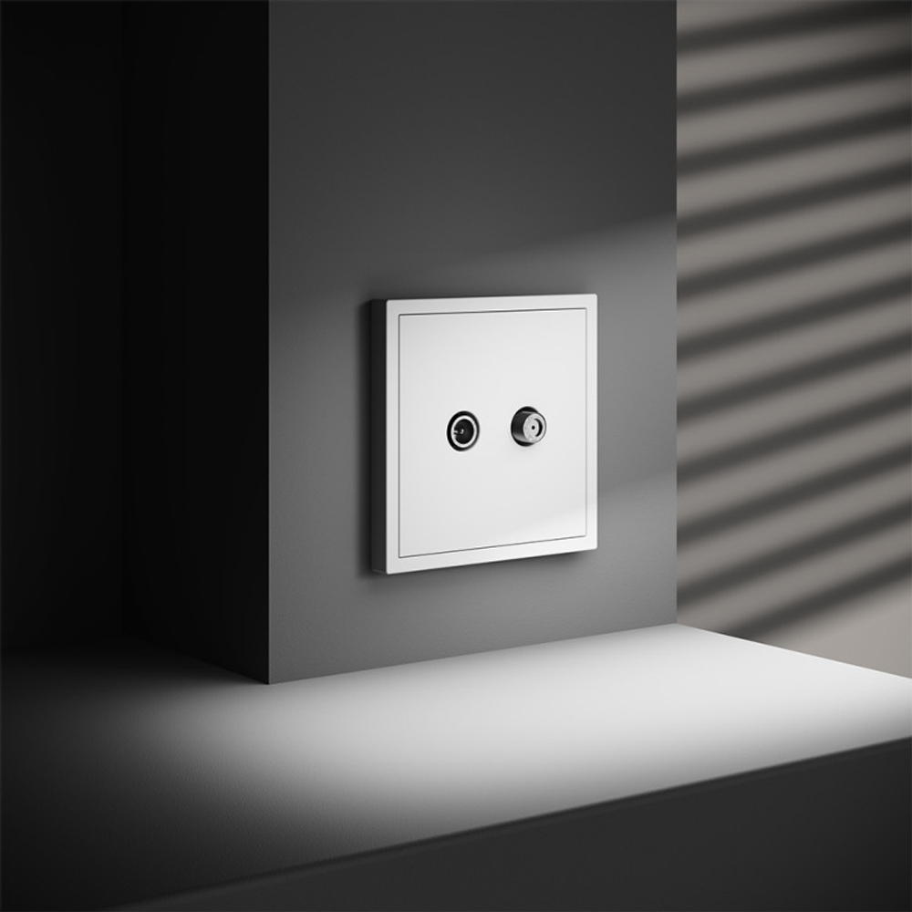 Розетка телевизионная встраиваемая VOLTUM S70 оконечная TV+SAT, (белый матовый)