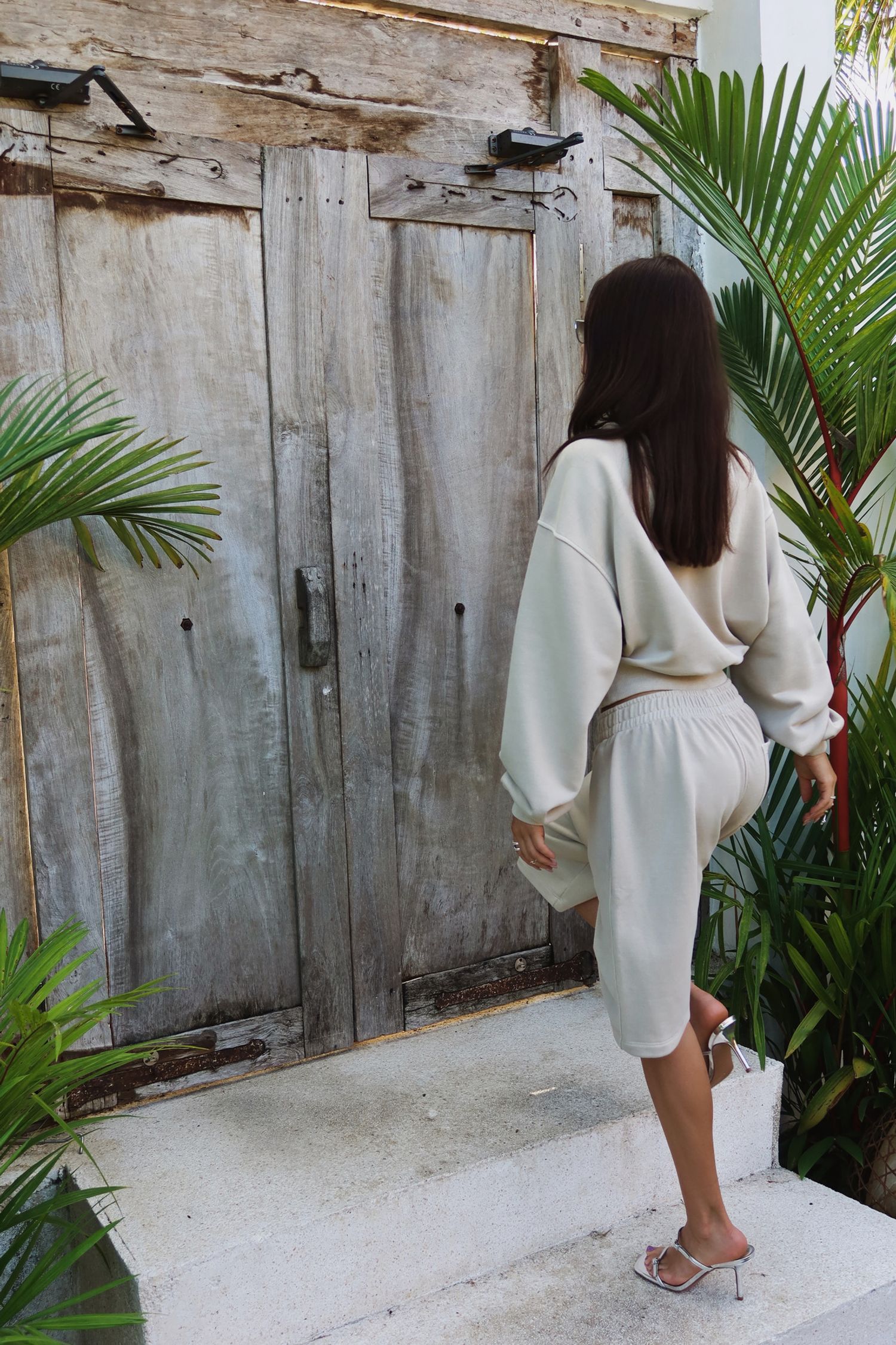 укороченный свитшот с эффектом варки, белый камень