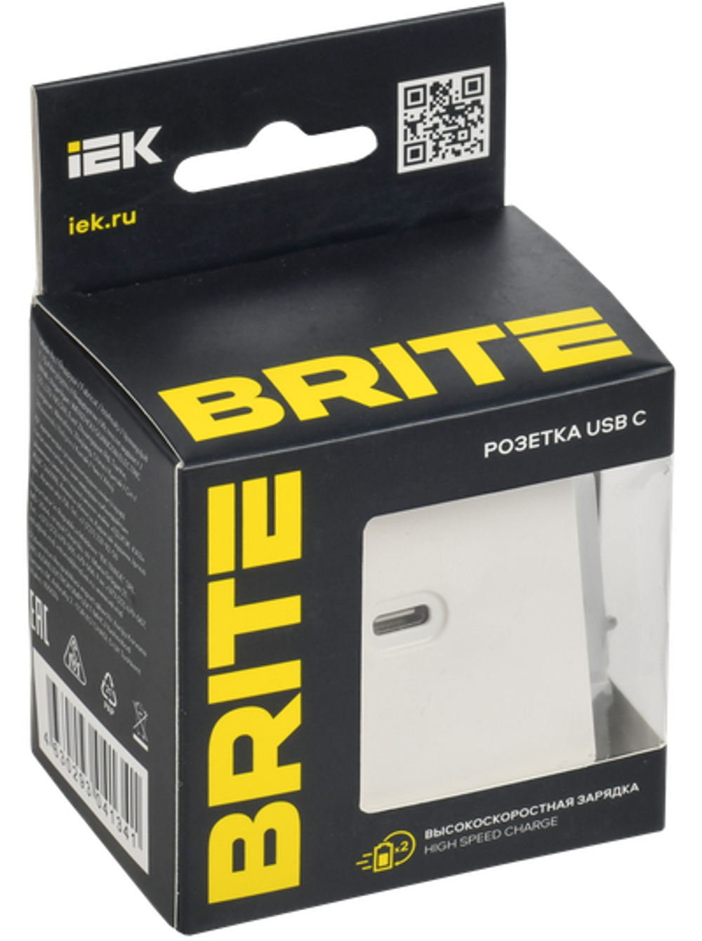 BRITE Розетка USB C 65Вт высокоскоростная зарядка РЮ12-1-БрБ белый IEK